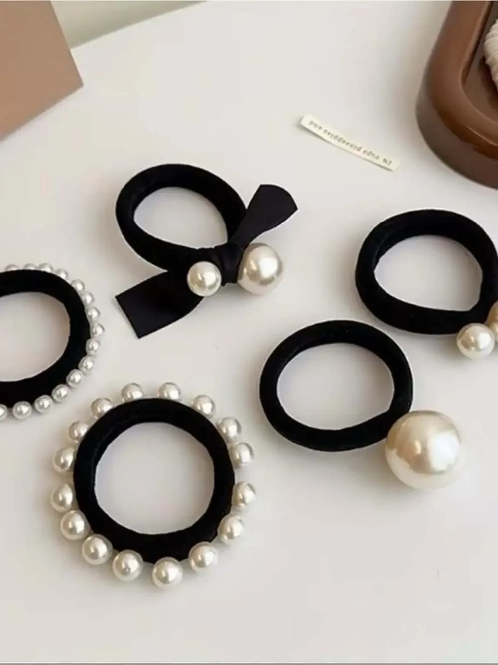 Vintage Style Unique Pearl-Embellished Hair Tie Set — Women Accessories 5 Pieces